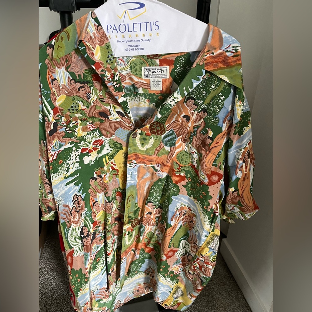 Avanti men’s silk Hawaiian shirt size Large